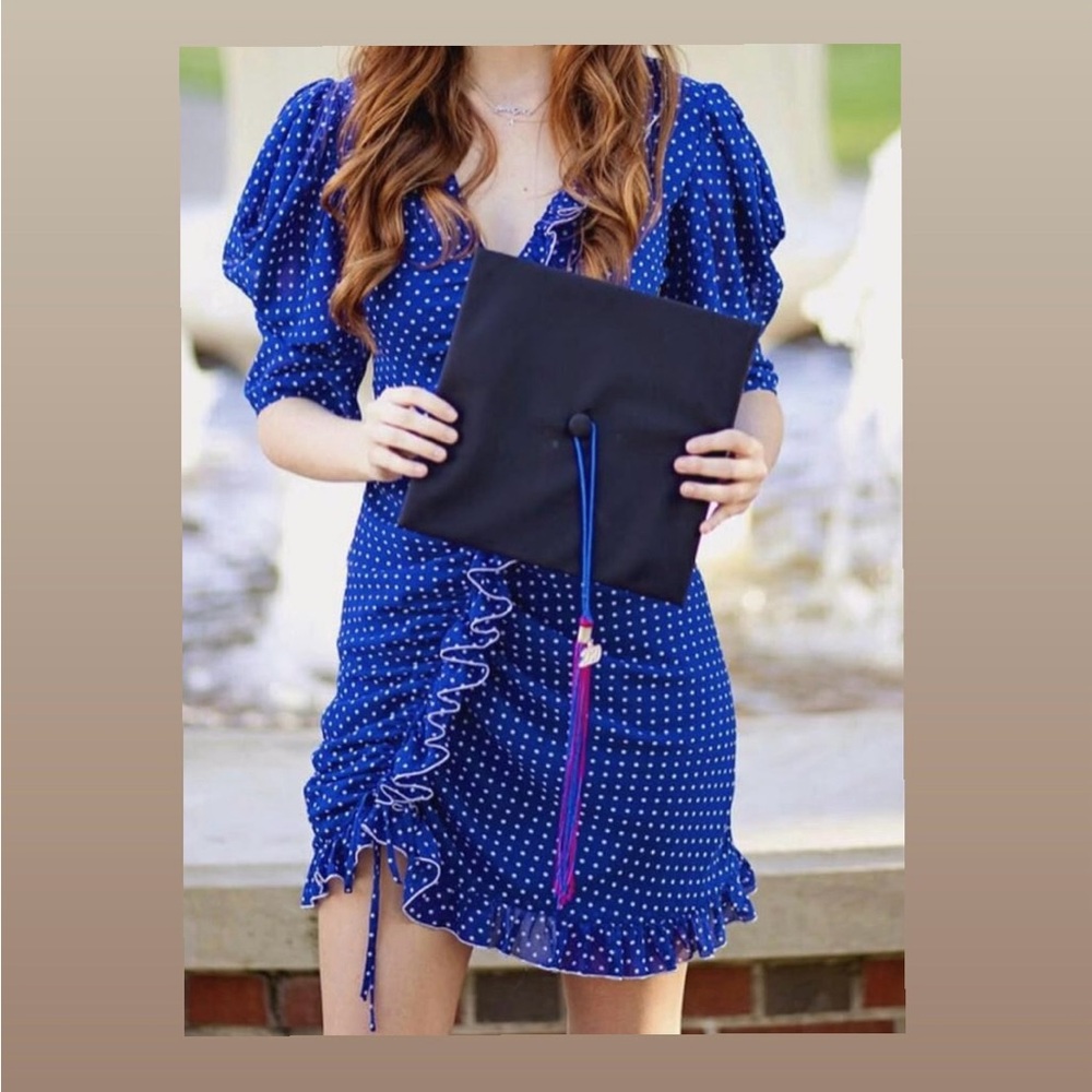 Lovers + Friends Royal Blue Mini Dress with White Dots